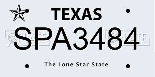 SPA3484 Texas License Plate