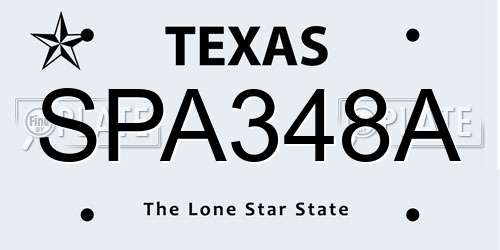 SPA348A Texas License Plate