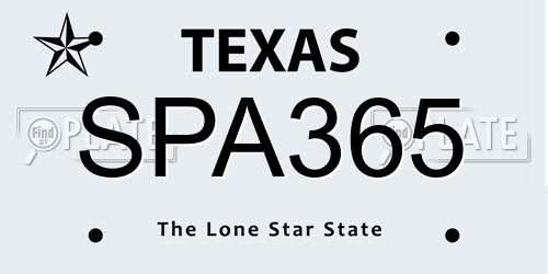SPA365 Texas License Plate