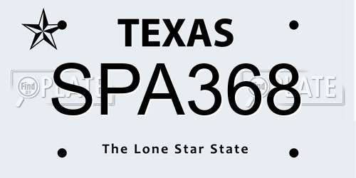 SPA368 Texas License Plate