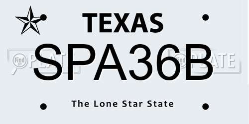 SPA36B Texas License Plate