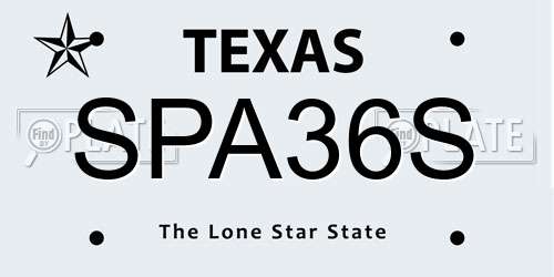 SPA36S Texas License Plate