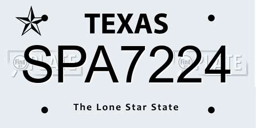 SPA7224 Texas License Plate