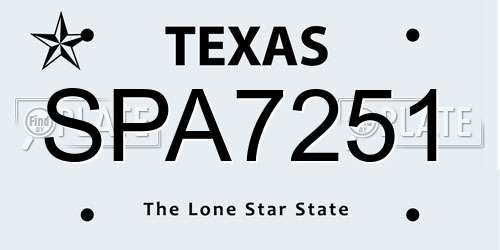 SPA7251 Texas License Plate