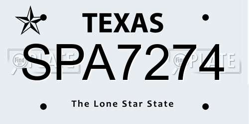SPA7274 Texas License Plate