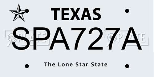 SPA727A Texas License Plate