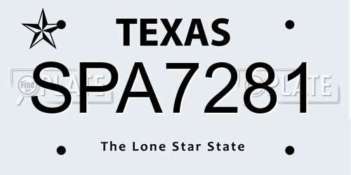 SPA7281 Texas License Plate