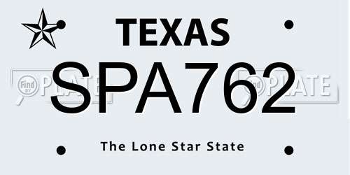 SPA762 Texas License Plate