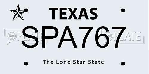 SPA767 Texas License Plate