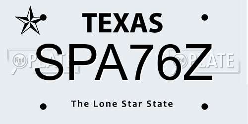 SPA76Z Texas License Plate