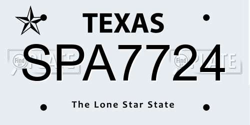 SPA7724 Texas License Plate