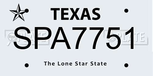 SPA7751 Texas License Plate