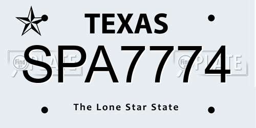 SPA7774 Texas License Plate