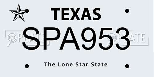 SPA953 Texas License Plate