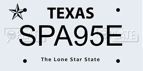 SPA95E Texas License Plate