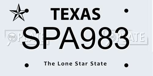 SPA983 Texas License Plate