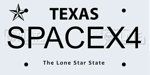 SPACEX4 Texas License Plate