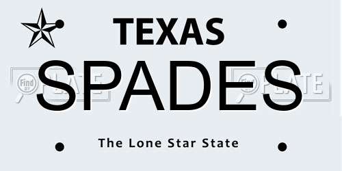 SPADES Texas License Plate