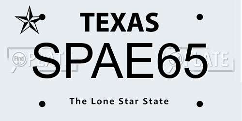 SPAE65 Texas License Plate