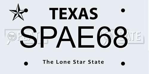 SPAE68 Texas License Plate