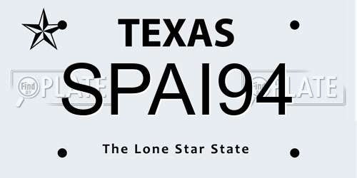 SPAI94 Texas License Plate