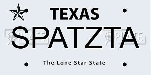 SPATZTA Texas License Plate