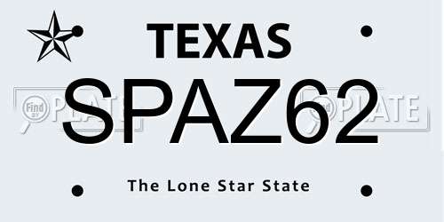 SPAZ62 Texas License Plate
