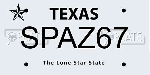 SPAZ67 Texas License Plate