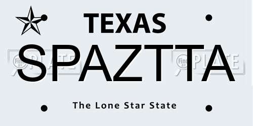 SPAZTTA Texas License Plate