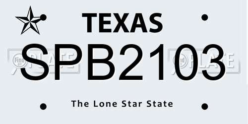 SPB2103 Texas License Plate