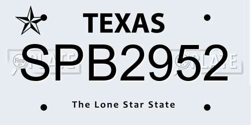 SPB2952 Texas License Plate