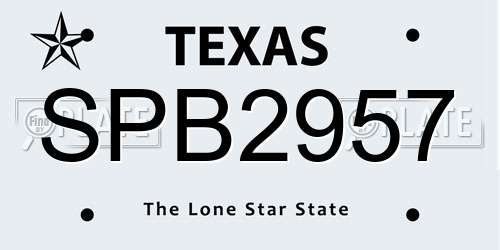 SPB2957 Texas License Plate