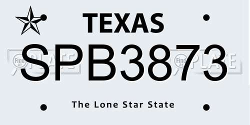 SPB3873 Texas License Plate