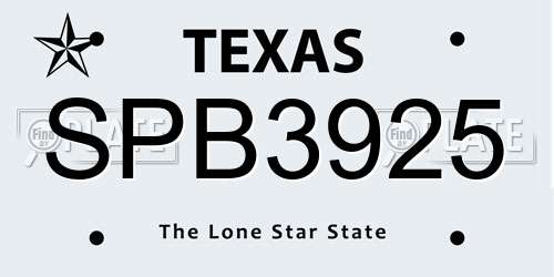 SPB3925 Texas License Plate