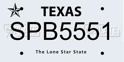 SPB5551 Texas License Plate