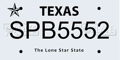 SPB5552 Texas License Plate