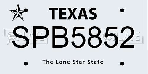 SPB5852 Texas License Plate