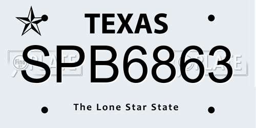SPB6863 Texas License Plate