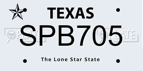 SPB705 Texas License Plate