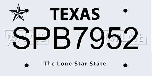 SPB7952 Texas License Plate