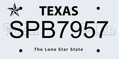 SPB7957 Texas License Plate