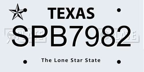 SPB7982 Texas License Plate