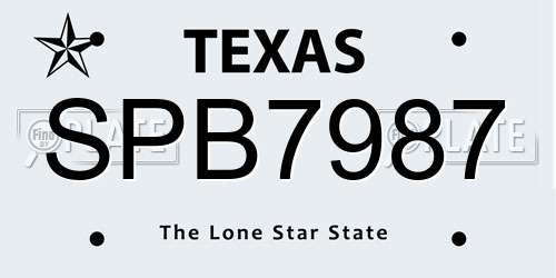 SPB7987 Texas License Plate