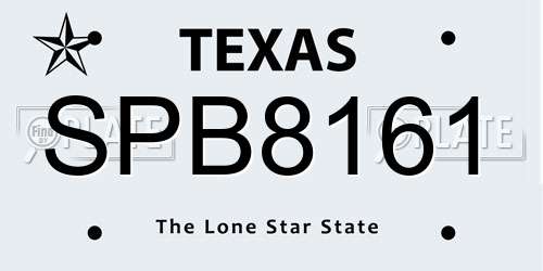 SPB8161 Texas License Plate