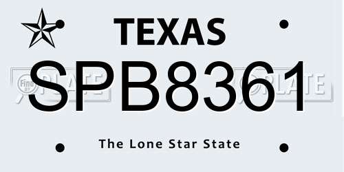 SPB8361 Texas License Plate
