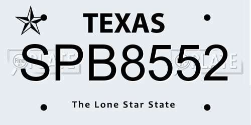 SPB8552 Texas License Plate
