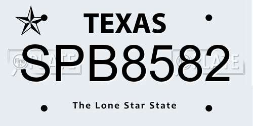 SPB8582 Texas License Plate