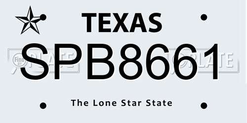 SPB8661 Texas License Plate