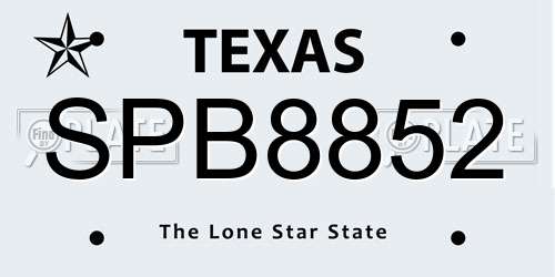 SPB8852 Texas License Plate