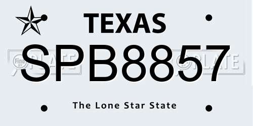 SPB8857 Texas License Plate
